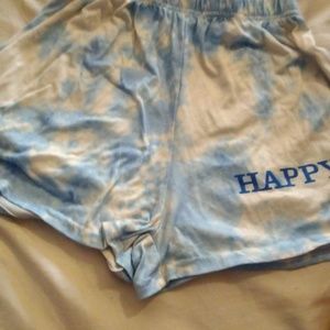 Blue and White Tie Dye (Happy) bedtime shorts from shein